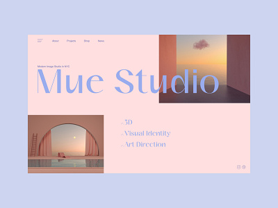 Mue Studio Website concept aestetics blue concept design figma light pink ui ux web design webdesign