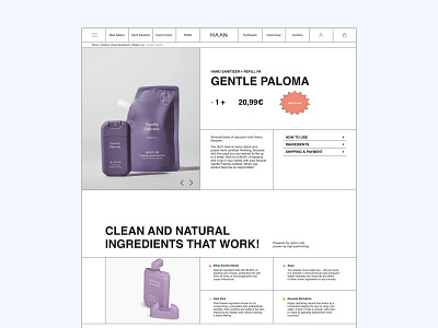 HAAN sanitizers - Website concept e commerce figma product page store ui ux white
