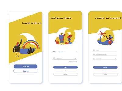 Travel with us - Daily UI beginner createanaccount dailyui dailyui001 dailyuichallenge login newaccount signup travel travel app travelapp ux vector