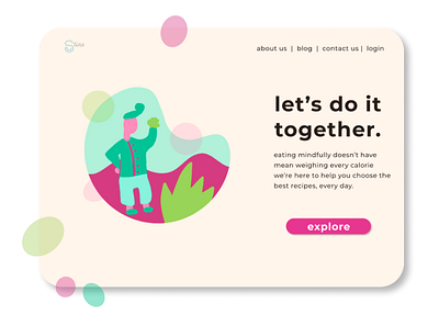 Mindful Eating Landing Page - Daily UI beginner daily dailyui dailyui 001 dailyui003 dailyuichallenge desktop eating food foodie health illustration landingpage landingpages mindfuleating website