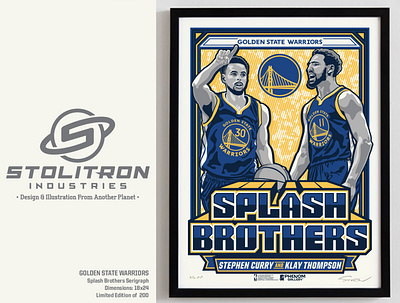 Stolitron Poster-Splash Brothers golden state warriors graphicdesign illustration limited edition nba poster serigraph