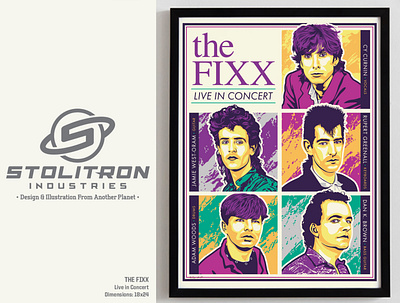 The Fixx-Live in Concert Poster 80s 80s style band merch concert poster graphic design illustration music music art new wave poster