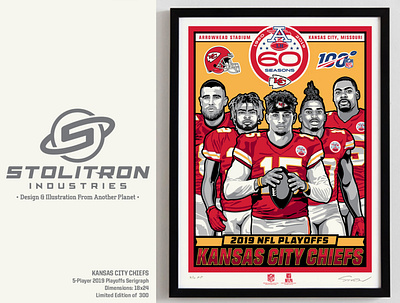 Kansas City Chiefs-5 Player Playoff Poster chiefs graphic design illustration limited edition nfl nflpa poster screenprint serigraph