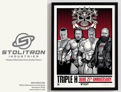 Triple H WWE 25th Anniversary Poster graphic design illustration limited edition poster serigraph wrestling