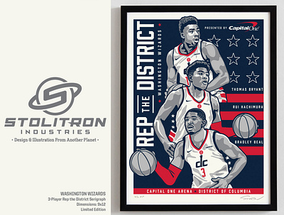 Wizards "Rep The District" Poster Giveaway graphic design illustration limited edition nba poster screenprint serigraph washington wizards