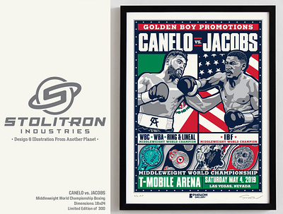 Canelo vs. Jacobs Boxing Poster boxing championship fight graphic design illustration limited edition poster screenprint serigraph