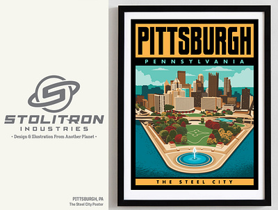 Landmark Poster-Pittsburgh, PA 412 graphic design illustration pennsylvania pgh pittsburgh poster poster art steel city travel poster yinz yinzer