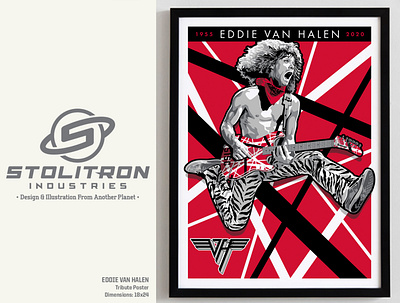 Eddie Van Halen Tribute Graphic classic rock concert poster eddie van halen graphic design guitar illustration poster rock