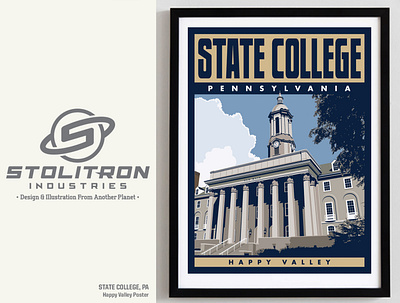 State College, PA-Happy Valley Poster big ten graphic design illustration nittany lions penn state pennsylvania poster psu screenprint state college
