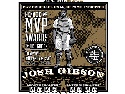 Josh Gibson-Renaming of the MLB MVP Awards. graphic design homestead grays illustration josh gibson major league baseball mlb negro league baseball negro leagues poster