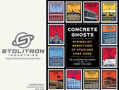 Concrete Ghosts-Historic Ballparks Poster Series ballpark baseball design graphic design illustration poster poster art poster design stadium