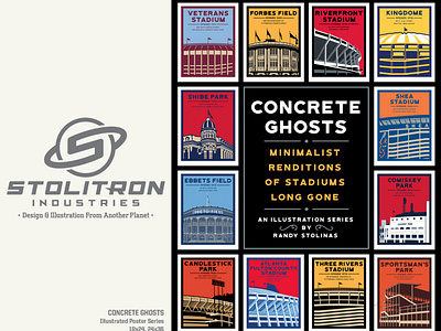 Concrete Ghosts-Historic Ballparks Poster Series ballpark baseball design graphic design illustration poster poster art poster design stadium