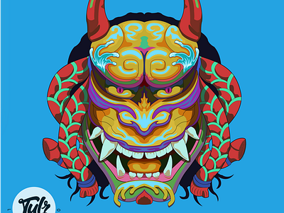 My Version of Hanya Mask adobe illustrator art design flat illustration japanese mask vector
