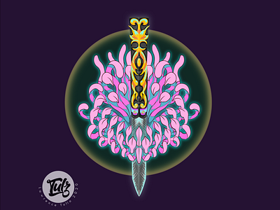BALISONG adobe illustrator art butterfly knife chrysanthemum decorative design flat flowers glowing golden flower illustration knife sharp vector weapon