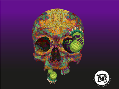 INFECT-DEATH adobe illustrator art colorful dead death decorative design digital digital art flat illustration skull art vector virus worm
