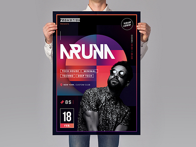 Minimal Party Flyer Template a4 cover design dj download flyer flyer design gradient minimal music party party event party poster poster poster design print psd summer techno template