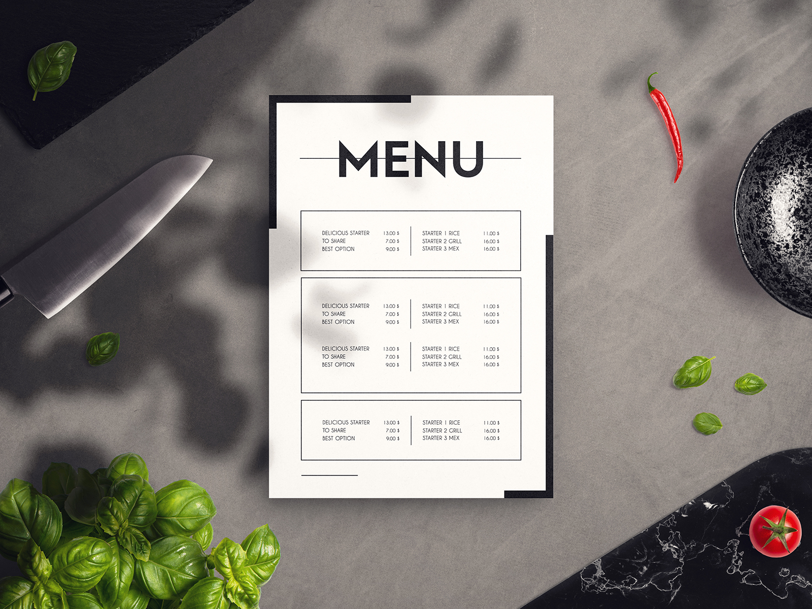 Download Restaurant Menu Mockup FREE by Grand Design Shop on Dribbble