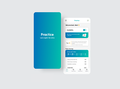 Practice (Online Tutoring App) app design mobile mobile app ui ux