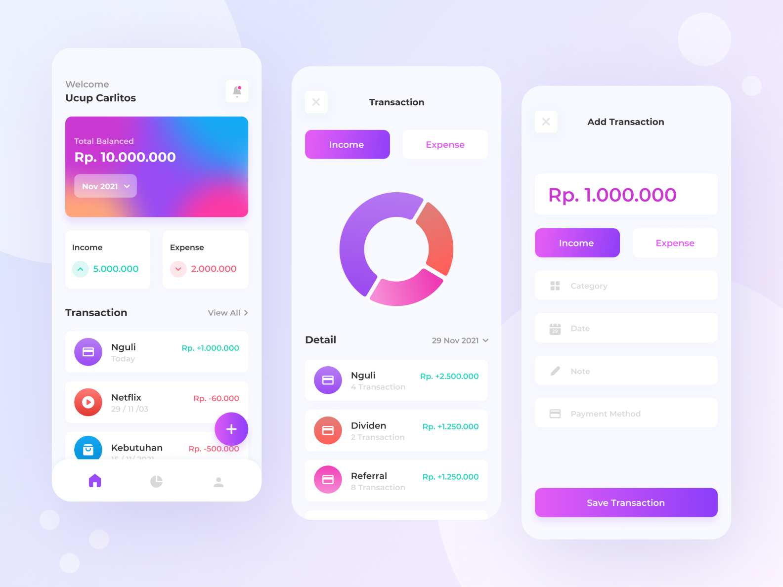 Money Tracker App by Naufal Fanani on Dribbble