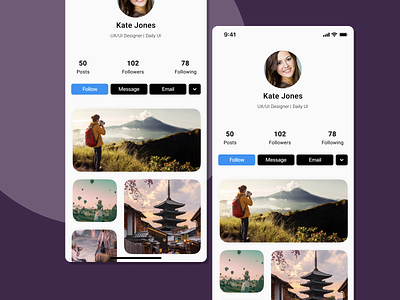 Profile page -Daily UI day 6 app daily ui design profile