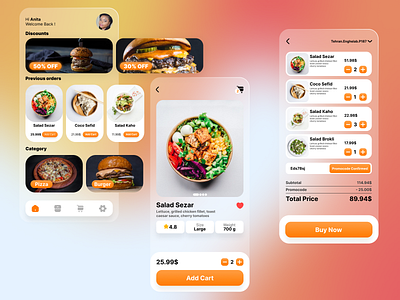 Food Application app design graphic design ui vector