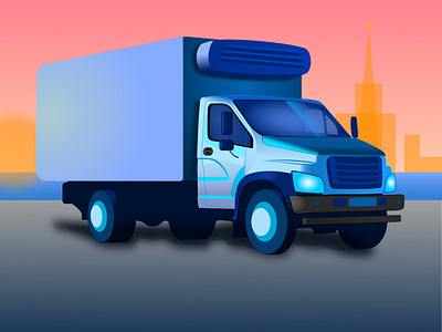 Gaz auto truck art auto design gaz illustration moscow sunset truck
