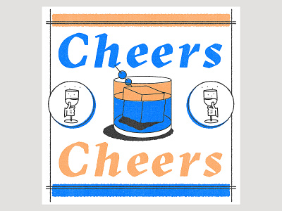 Cheers! color fun icons illustraion minimal print texture thank you typography