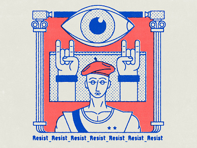 Resist! color grit illustraion justice minimal print resist surveillance texture