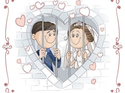 Funny wedding card card couple design doodle drawing funny invitation jail love template vector wedding