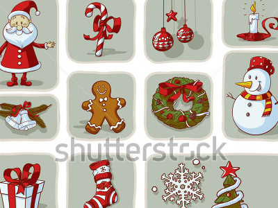 Stock Vector Vintage Christmas Graphic Elements Hand Drawn Vecto