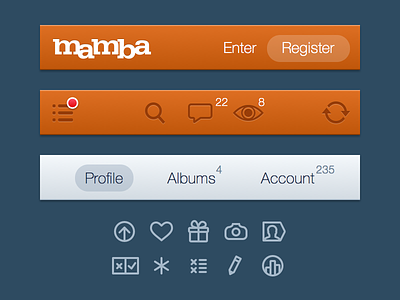 Mamba mobile site interface activity buttons dating icons interface mamba notification profile sketch wamba