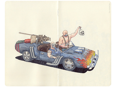 Post Apocalyptic Tachanka (War Vehicle) 😆 artwork car convertible dodge drawing illustration machinegun madmax tachanka tuned vehicle watercolor