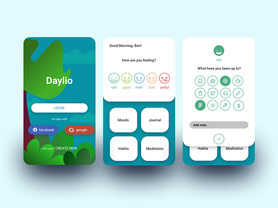 Daylio App Redesign design figma habits journal meditation mood moodtracker