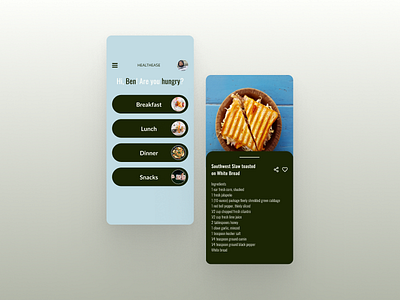 Healthease - Healthy food made easy aides app design figma health ui uidesign