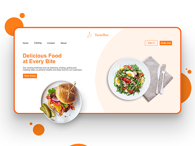 TasteHut Restaurant - Landing Page Concept Design branding design hotel landign page landing page design minimal restaurant taste ui ui ux ux web web design webdesign