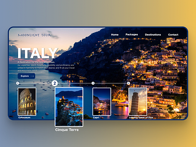 Moonlight Tour - Landing Page Concept Design branding design honeymoon italy landign page landing page design minimal moonlight tour travel ui ui ux ux web web design webdesign