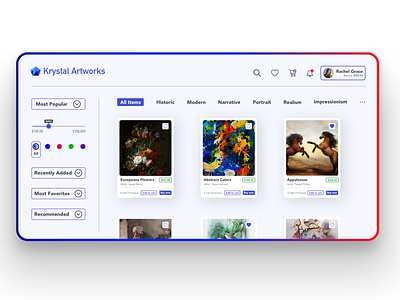Krystal Artworks - UI UX Design Concept