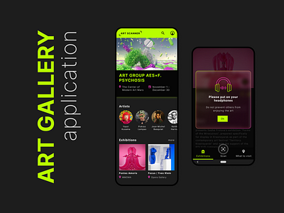 Art Gallery application app application art art gallery artist black theme design mobile painting ui ux