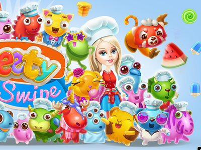 Sweety Swipe game game art ios game logo social game