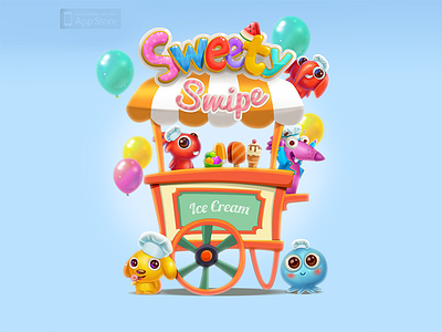 promo for Sweety Swipe game game art ios game logo social game