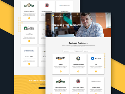Digital West Customer List Page b2b clean customer page figma high fidelity landing page layout mockup product redesign startup technology ui ui ux user experience user interface ux visual design website wordpress