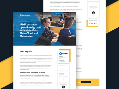 Digital West Customer Story Page b2b case study clean customer page customers editorial figma high fidelity landingpage layout mockup product redesign startup technology ui user interface ux website wordpress