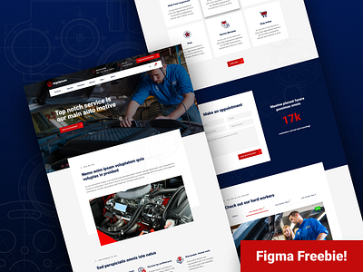 Figma Freebie - Auto Repair Homepage automotive car repair clean design download figma free freebie high fidelity homepage icons landing page layout material icons mockup ui user experience user interface ux web design