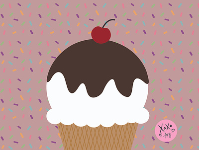 Hot Fudge Ice Cream adobe illustrator color colorful digital art digital illustration food art graphic design