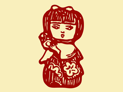 Geisha Girl adobe illustrator adobe photoshop color geisha linocut linocut style printmaking relief print