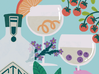 Gin tonic color drinks friends gin illustration tonic