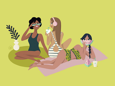 Yamachan - Postal color covid19 drinks friend friendship illustration summer