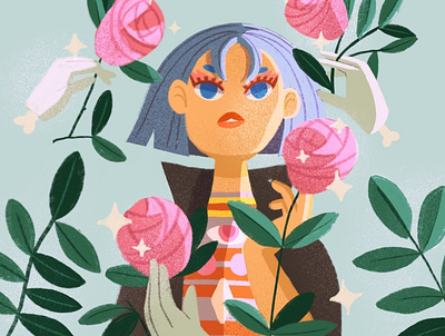 Pamanrez character character design color feminine flower illustration rose