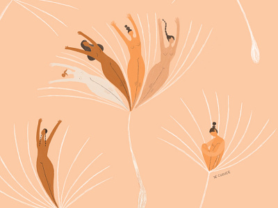 Dientes de león character design dandelion feminine flower illustration pattern texture