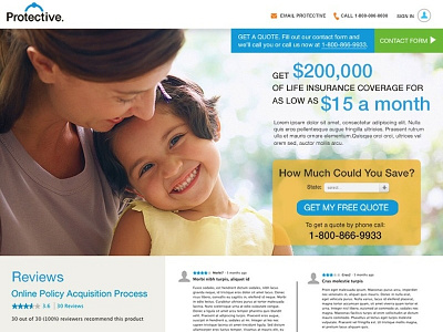 Protective Life Insurance skinny landing page